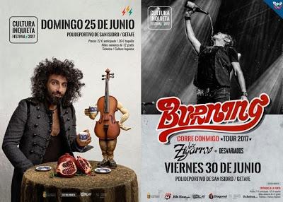 Festival Cultura Inquieta 2017: Ara Malikian, Burning, Los Zigarros, Desvariados...