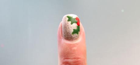 uñas decoradas hoja de acebo navidad paso a paso nail art