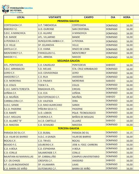 Horarios fútbol ourensano (Fin de semana y días 6/8 de Diciembre) Horarios fútbol ourensano (Fin de semana y días 6/8 de Diciembre)