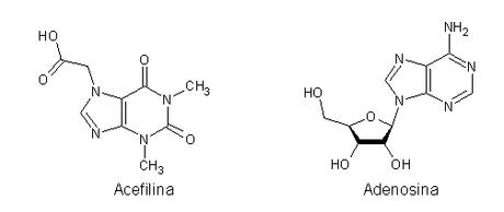 Estructuras de la acefilina y de la adenosina Estructuras de la acefilina y de la adenosina