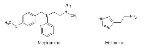 Estructuras de la mepiramina y de la histamina Estructuras de la mepiramina y de la histamina