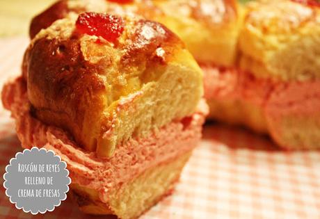 ROSCÓN DE REYES RELLENO DE CREMA DE FRESAS