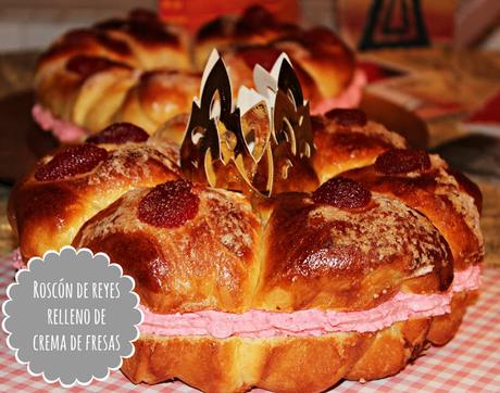 ROSCÓN DE REYES RELLENO DE CREMA DE FRESAS