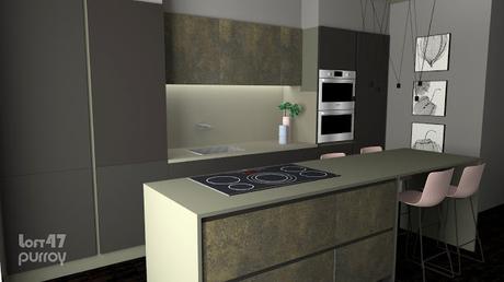 3D modeling and rendering / Diseño 3D y renderizado de cocinas para vivienda