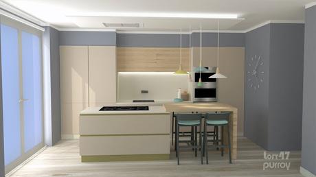 3D modeling and rendering / Diseño 3D y renderizado de cocinas para vivienda