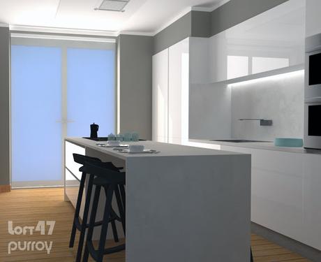 3D modeling and rendering / Diseño 3D y renderizado de cocinas para vivienda