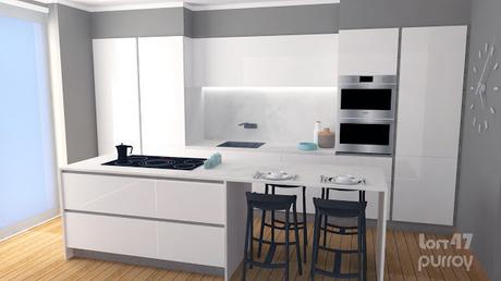 3D modeling and rendering / Diseño 3D y renderizado de cocinas para vivienda