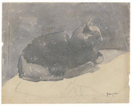 cat-studieswatercolour-and-pencil-on-paper-size-17-2cm-21-8cm-museumof-wales