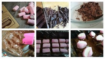 Turrón de chocolate y malvaviscos Turrón de chocolate y malvaviscos