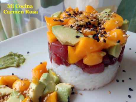 Sushi atun mango aguacate axarquia malagueña (encuentro chef 