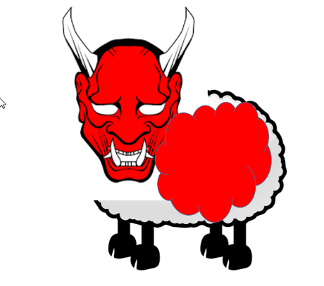 Engendro híbrido de demonio y oveja roja.