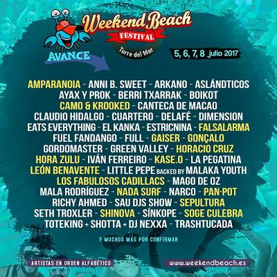 Weekend Beach Festival 2017: Los Fabulosos Cadillacs, Sepultura, Nada Surf, Kase.O, Amparanoia, León Benavente...