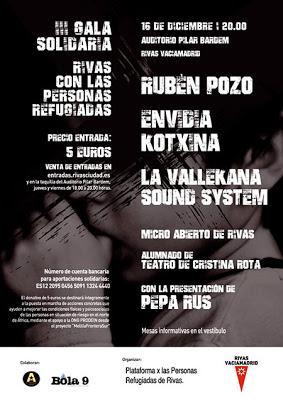 Concierto por los refugiados en Rivas con Rubén Pozo, Envidia Kotxina y La Vallekana Sound System Concierto por los refugiados en Rivas con Rubén Pozo, Envidia Kotxina y La Vallekana Sound System
