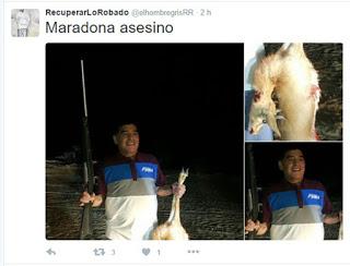 MARADONA EN FOTO INDIGNANTE SUPUESTAMENTE POSANDO DESPUÉS DE CAZAR UN BEBÉ DE ÓRYX DE ARABIA