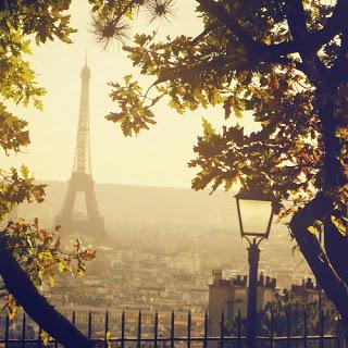 Vistas a la Torre Eiffel desde un parque