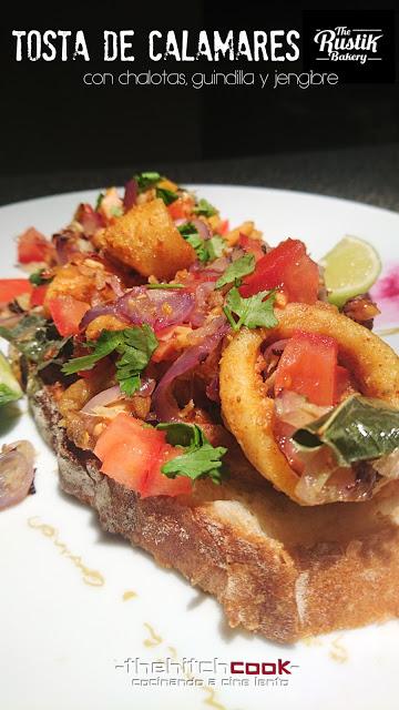 TOSTA DE CALAMARES CON CHALOTAS, GUINDILLA Y JENGIBRE