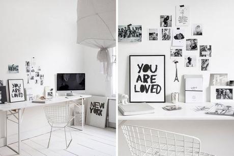 Decoración en blanco y negro: espacios de trabajo en casa