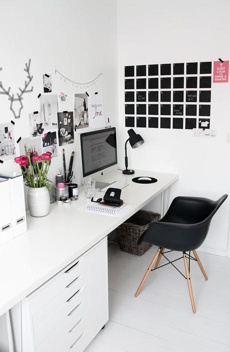 Decoración en blanco y negro: espacios de trabajo en casa