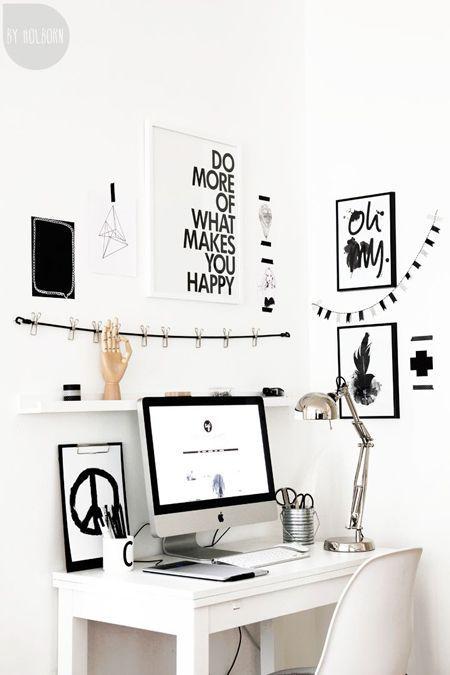 Decoración en blanco y negro: espacios de trabajo en casa