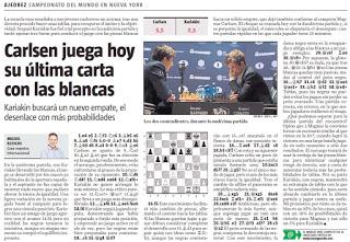 El match Carlsen vs Karjakin, visto por Miguel Illescas en La Vanguardia - 11ª partida