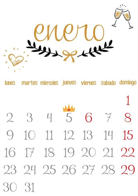 Imprimible: Calendario Enero 2017