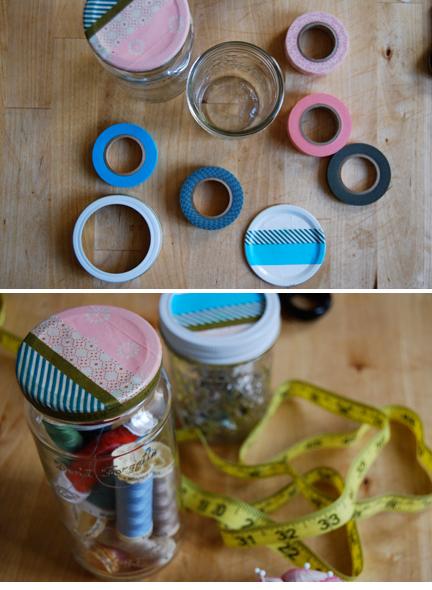 Forrar tarros y jarrones con cinta adhesiva decorativa