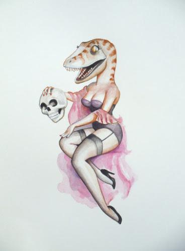 Los velociraptors pin-up de Jessie Bowie