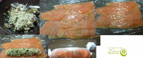 Rollitos de salmón ahumado y gorgonzola