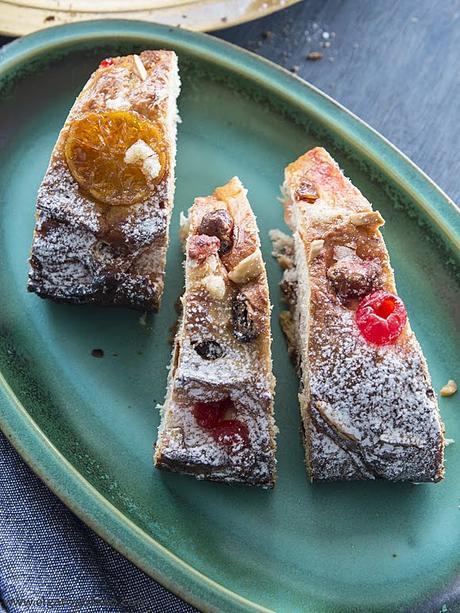 El gato goloso: Bolo Rei, la rosca de reyes que se consume en Portugal, cargada de frutos secos, pasas y aromatizada con naranjas y oporto. Exquisita!