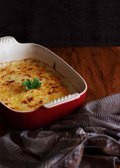 Gratén de berenjenas con bechamel de puerros