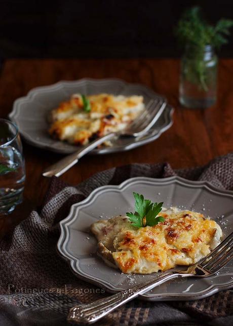 Gratén de berenjenas con bechamel de puerros