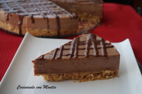 Tarta de turrón de chocolate con arroz inflado