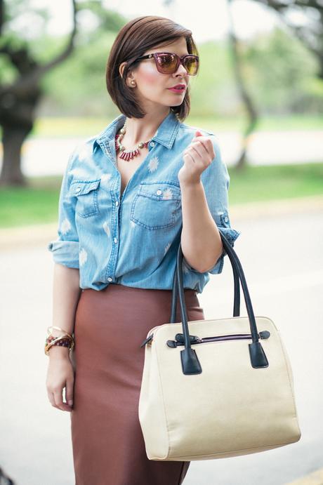 Mis Looks - Tacones Nude + Cuerina & Denim Mis Looks - Tacones Nude + Cuerina & Denim