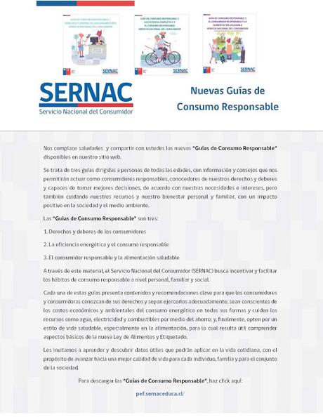 Material gratuito del SERNAC. Nuevas Guías de Consumo Responsable.