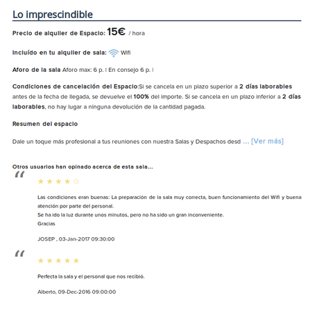 Novedades de SpacesON: página de sala más clara, más intuitiva y sobre todo, móvil Alquiler de salas por Internet