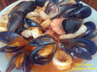 ZARZUELA DE PESCADOS Y MARISCOS (2ª receta, fotos paso a paso)