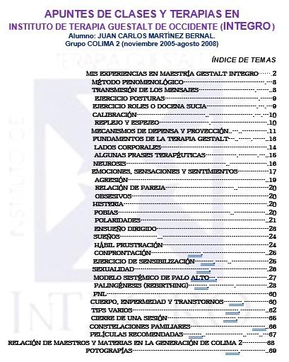 APUNTES Y TIPS EN GESTALT INTEGRO