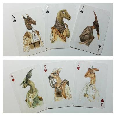 La baraja de cartas con dinosaurios steampunk de Camilla Kipp