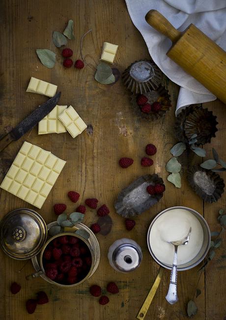 TARTALETAS DE CHOCOLATE BLANCO, MASCARPONE Y FRAMBUESAS