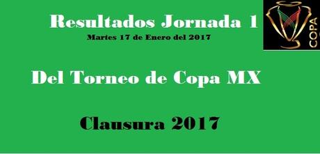 Resultados de la Jornada 1 de la Copa MX – Martes 17 de Enero del 2017 Resultados de la Jornada 1 de la Copa MX – Martes 17 de Enero del 2017