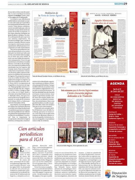 100 artículos periodísticos para el Instituto de la Cultura Tradicional Segoviana