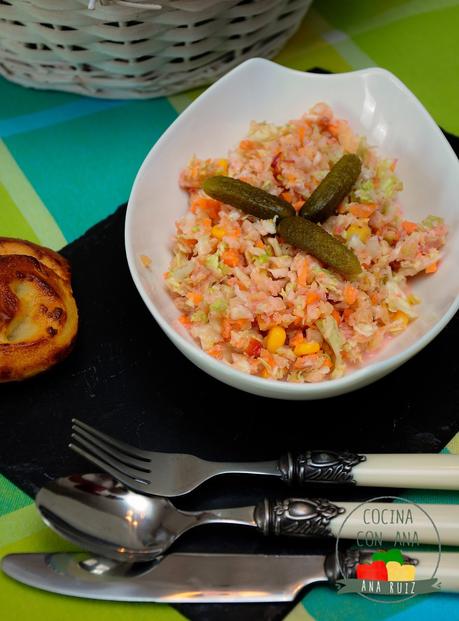 ENSALADA COLESLAW CON SALSA DE RABANITOS(THERMOMIX Y TRADICIONAL)