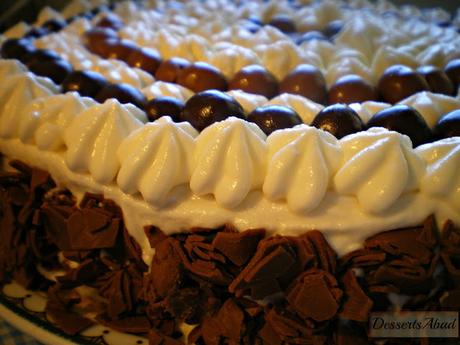 Tarta de nata y mousse de chocolate 