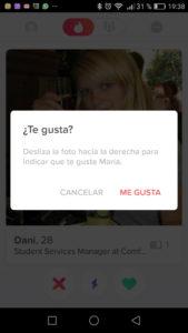 tinder aviso me gusta