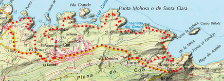 Playas de Cué, Portiello, Toro y la Ballota desde Cué.