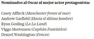 Nominaciones a los Oscars 2107. La la land, record de nominaciones