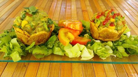 Tartaletas de plátano macho rellenas de guacamole