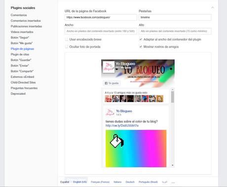 poner la pagina de facebook en blogger o wordpress 
