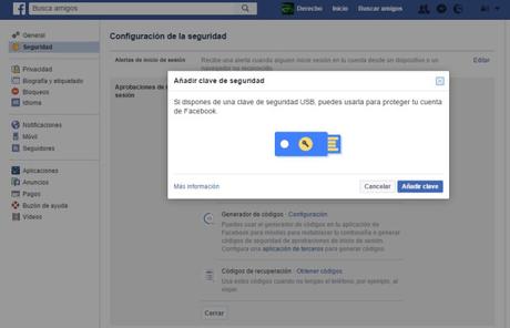 Facebook lanza la función de “Security Key” para proteger tu cuenta de usuario.