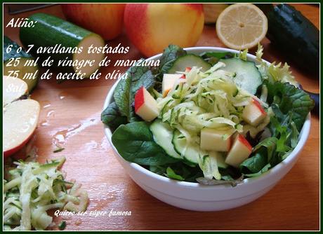 Ensalada de pepino, calabacin, y manzana